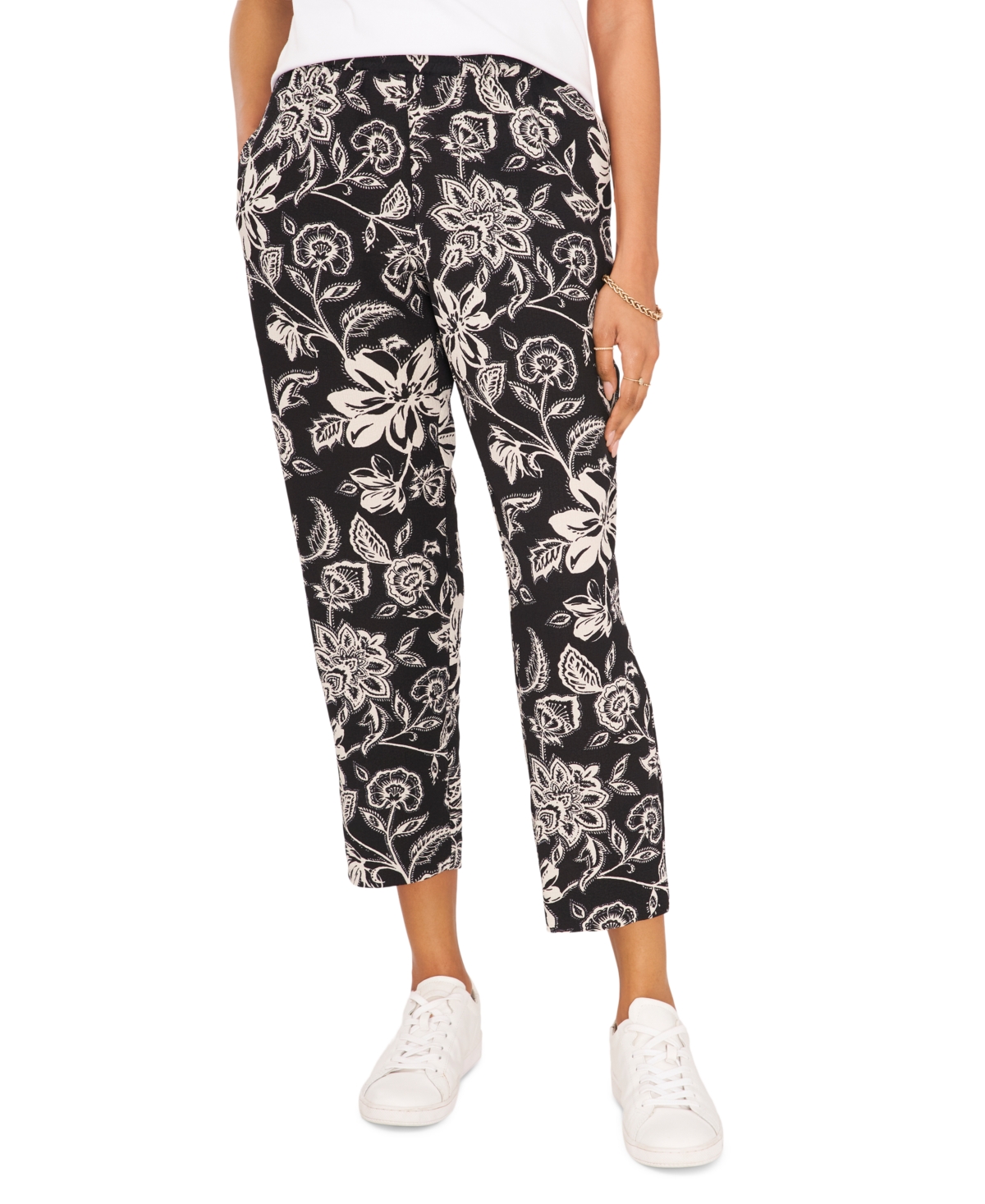 Vince Camuto Women's Printed Straight-Leg Cropped Pants