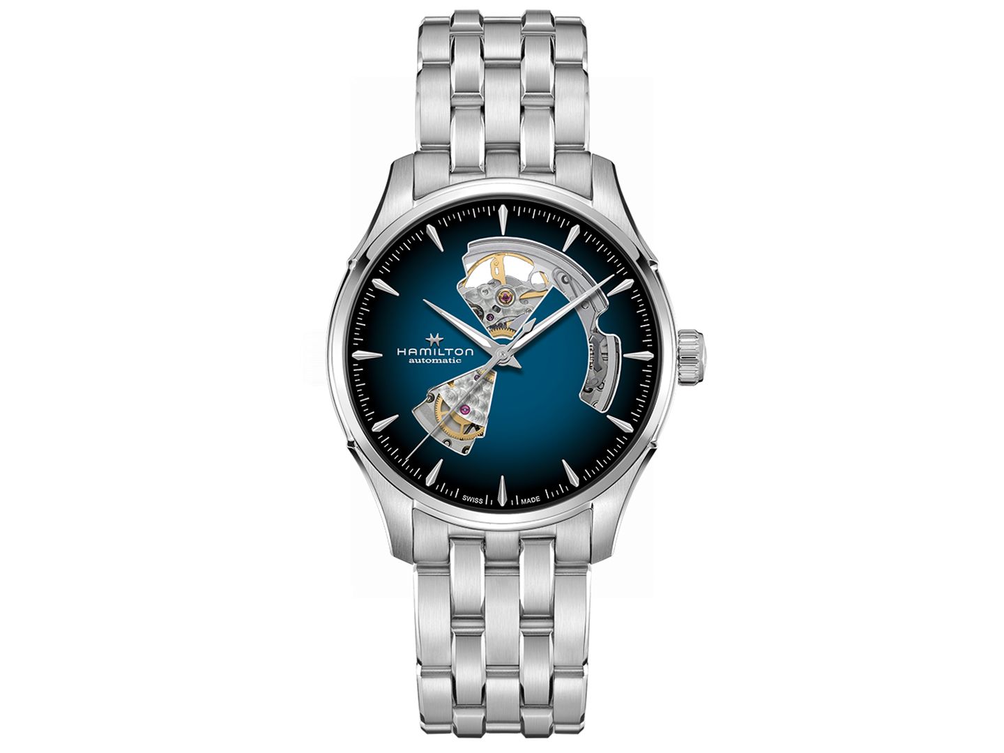Мужские часы Hamilton Automatic Jazzmaster Open Heart, сталь, 40 мм, Smoked Blue — фото 1