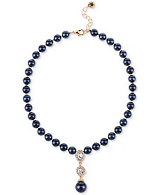 Gold-Tone Imitation Pearl Navy Lariat Necklace, 17" + 2" extender, Created for Macy's