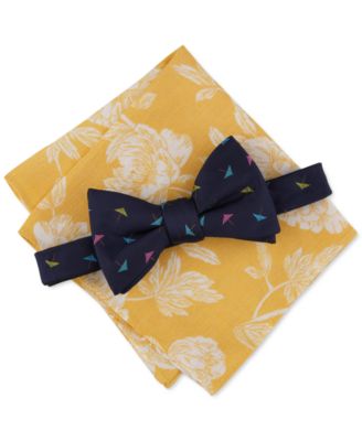 Bar III - Men's Cocktail Umbrellas Bow Tie & Pocket Square Set