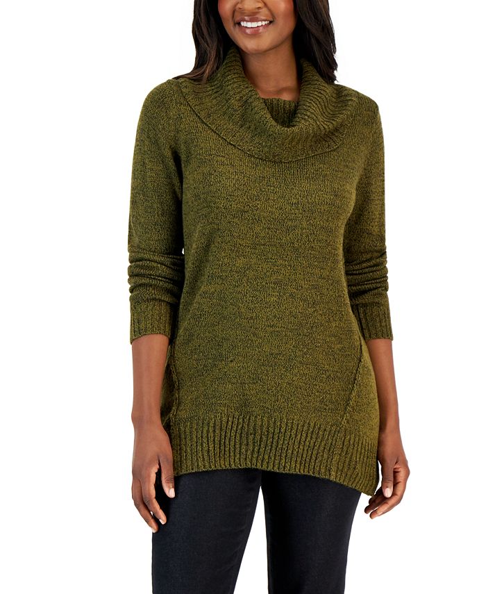 Karen Scott Women's Cowlneck Seamed Sweater, Created for Macy's