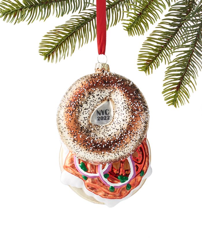Holiday Lane New York Glass Smoked Salmon Bagel Sandwich Ornament