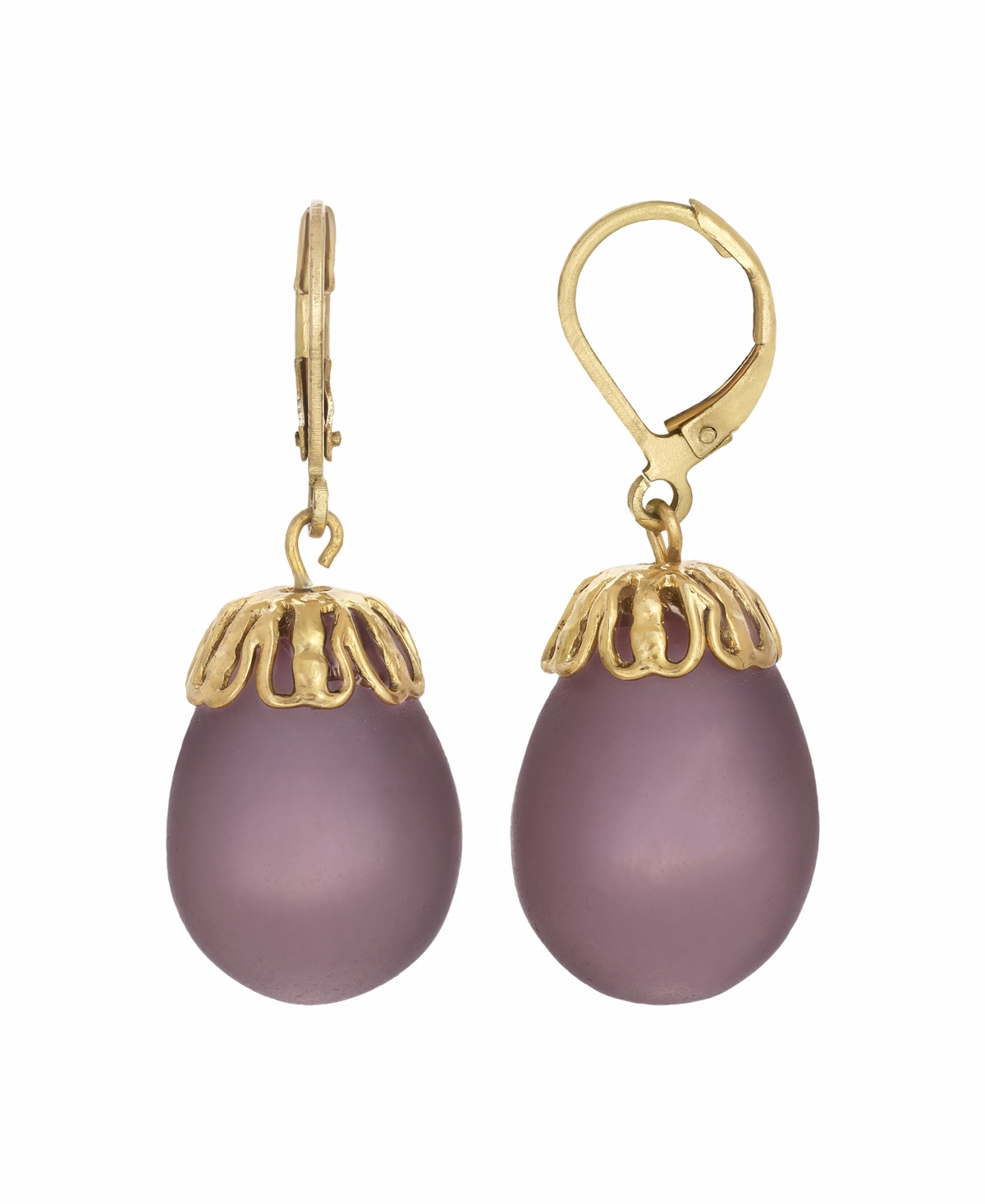2028 Women's Frosted Glass Egg Drop Earring In Purple