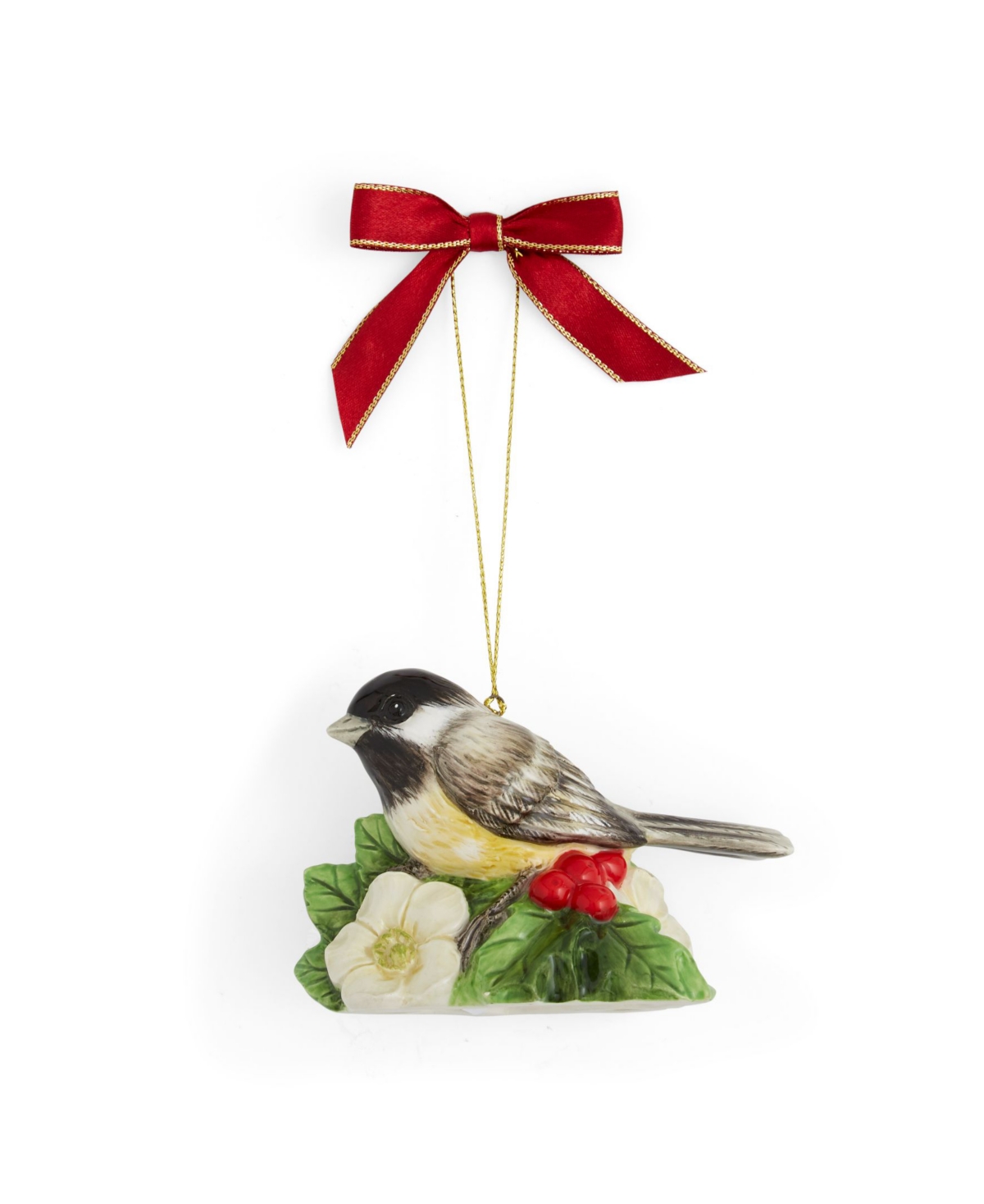Spode Chickadee Ornament In Green