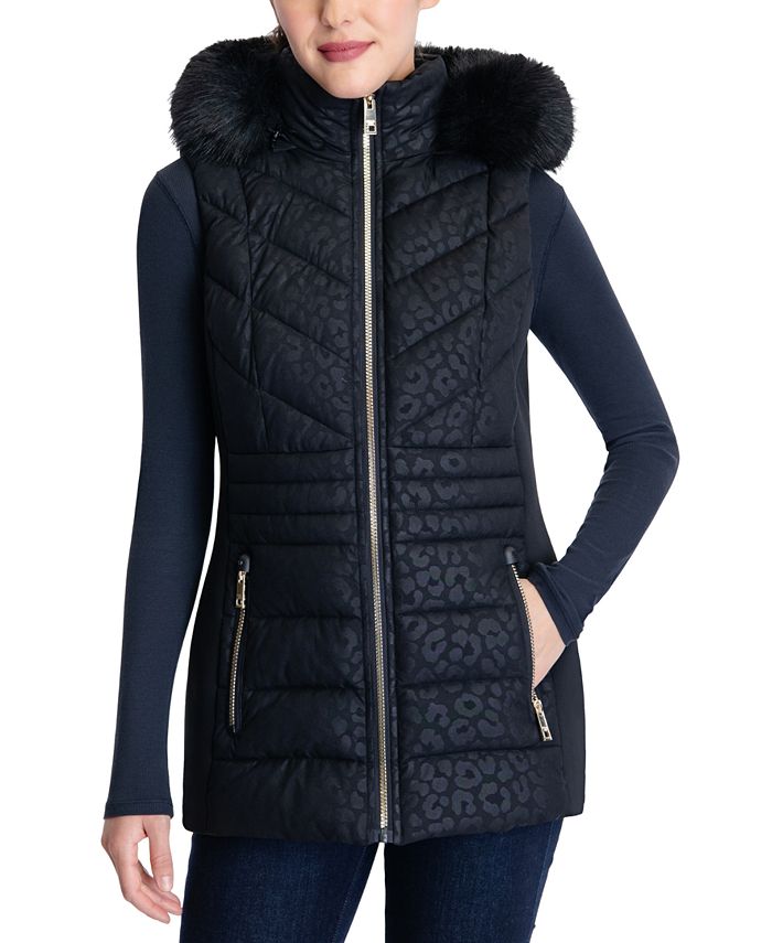Michael Kors Women's Embossed Faux-Fur-Trim Hooded Puffer Vest & Reviews -  Coats & Jackets - Women - Macy's