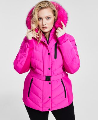 pink puffer jacket plus size