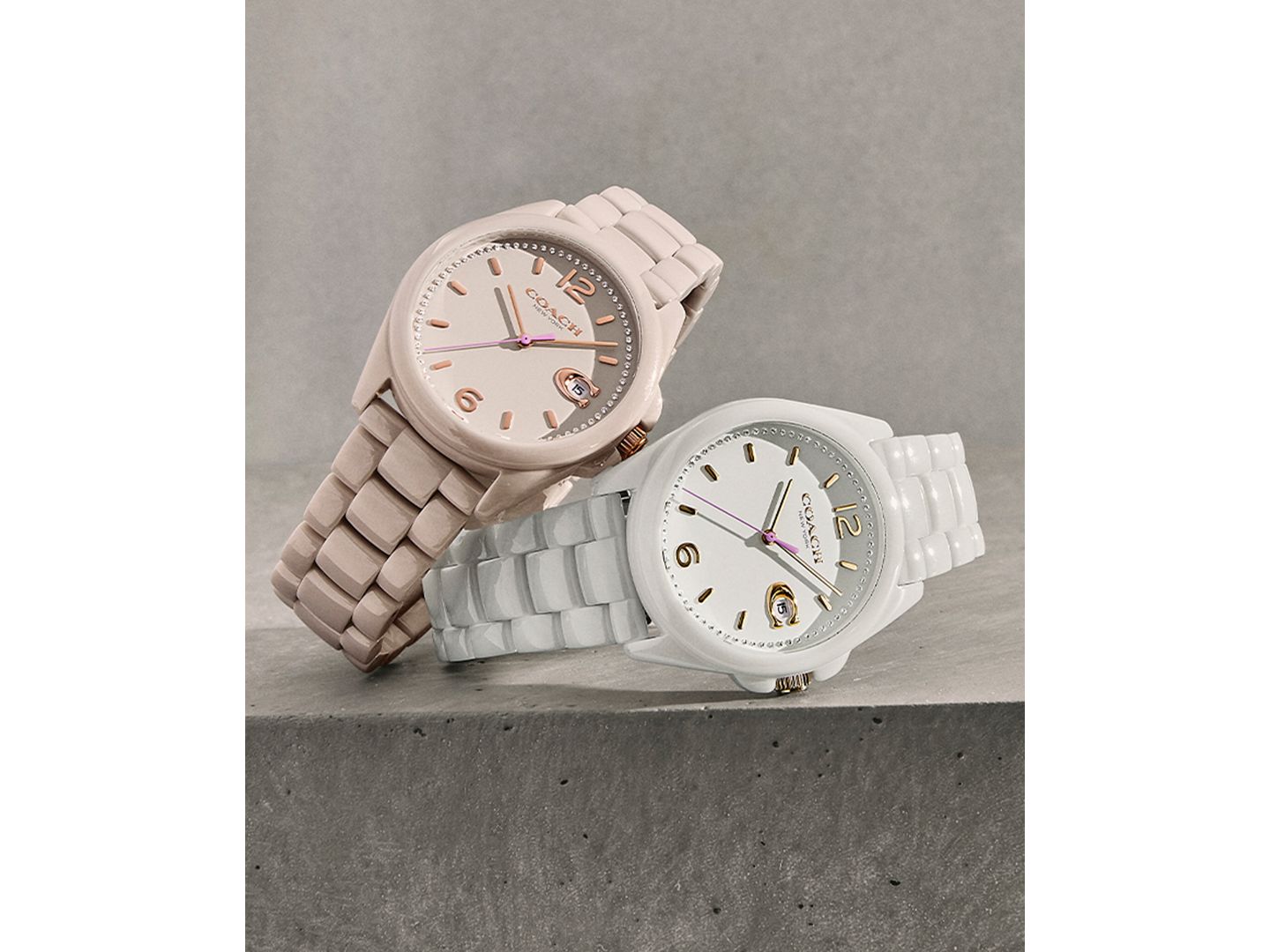 Женские часы COACH Greyson Blush Ceramic Bracelet Watch 36mm, цвет: Пудровый — фото 4