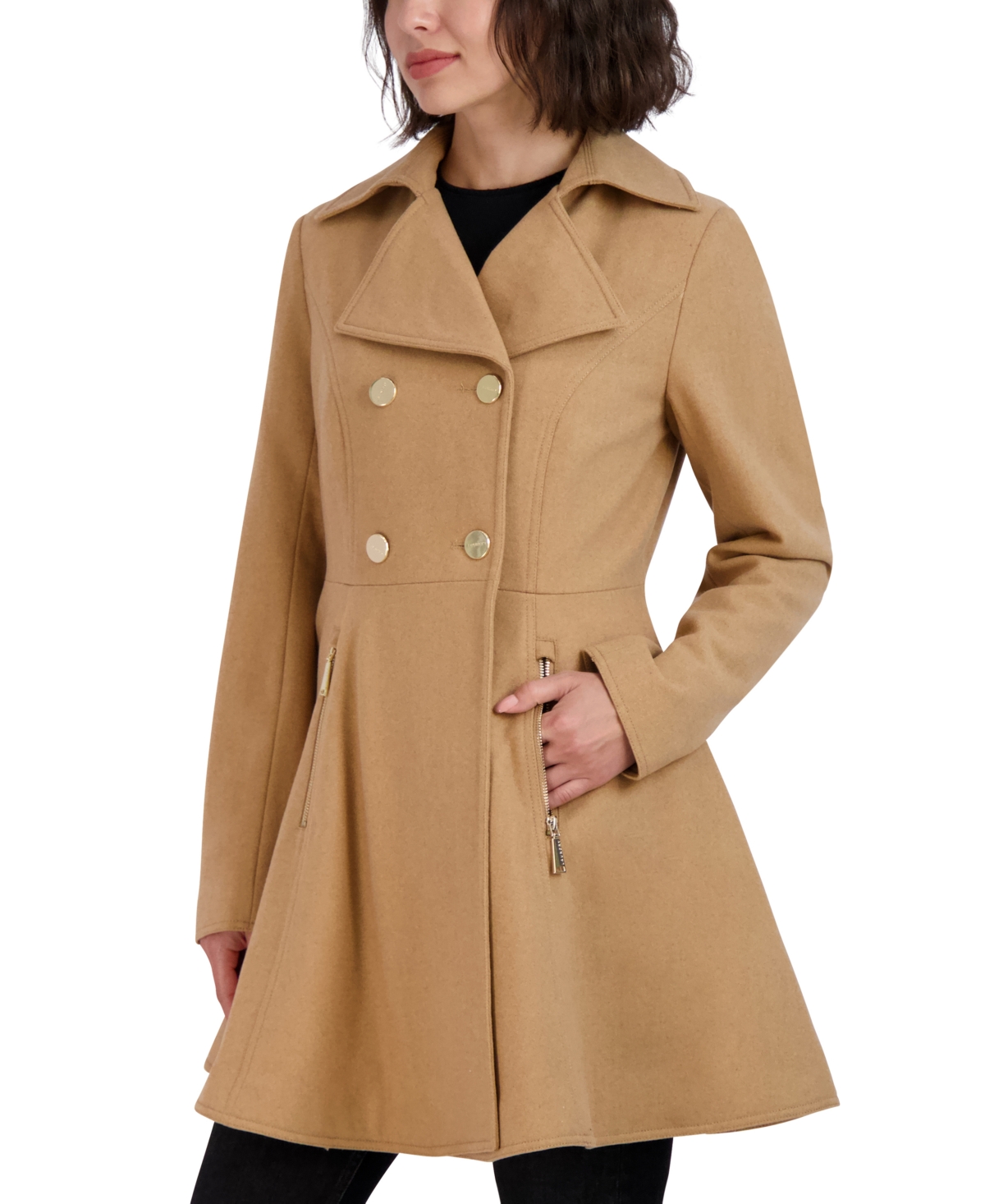 Laundry by Shelli Segal Women's Double-Breasted Skirted Coat Red