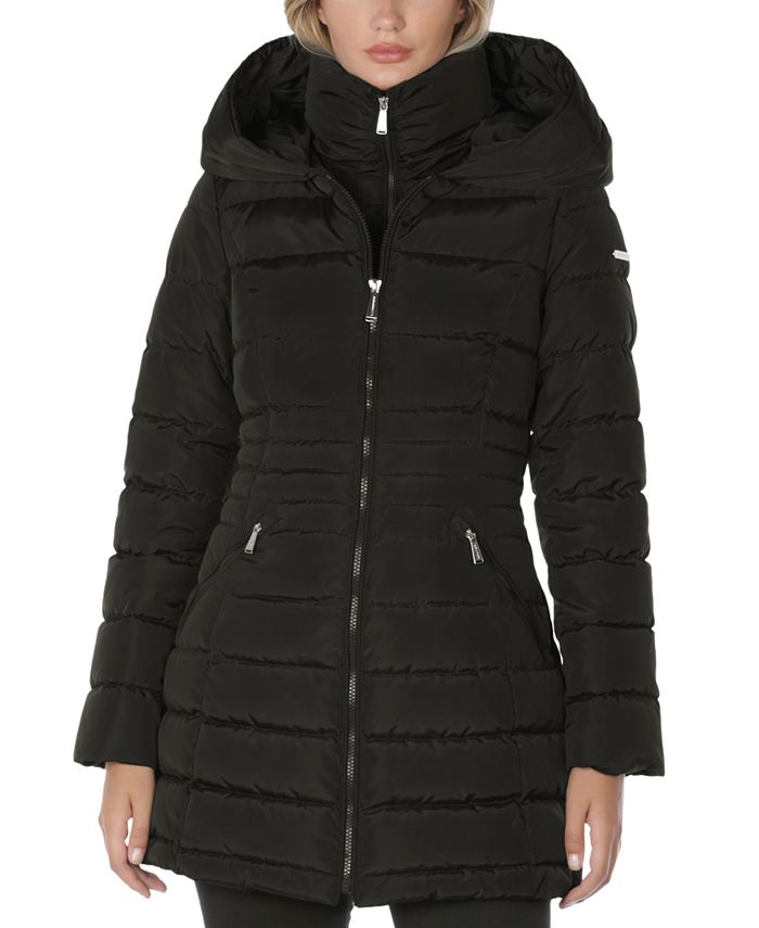 Laundry Shelli Segal Women's Winter Puffer Parka Hood Maxi coat