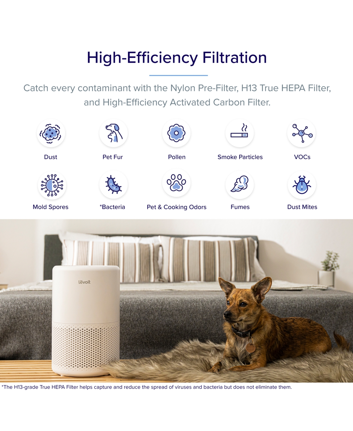 Levoit Vesync Core 200s Plus Smart True Hepa Air Purifier In White
