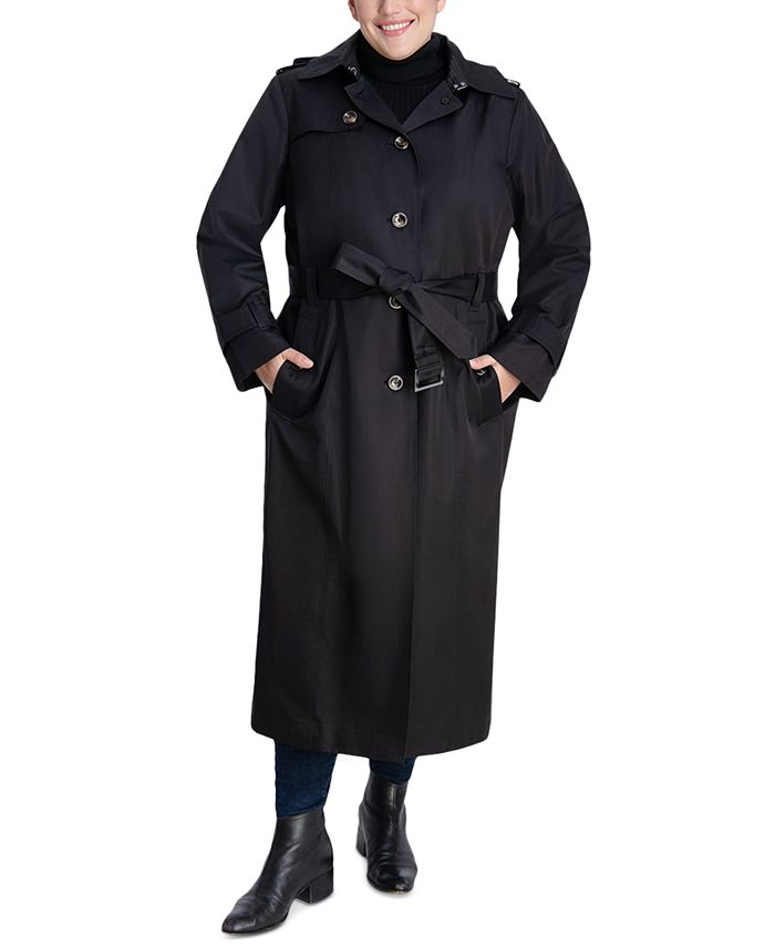 London Fog Womens Plus Size Hooded Maxi Trench Coat Macys