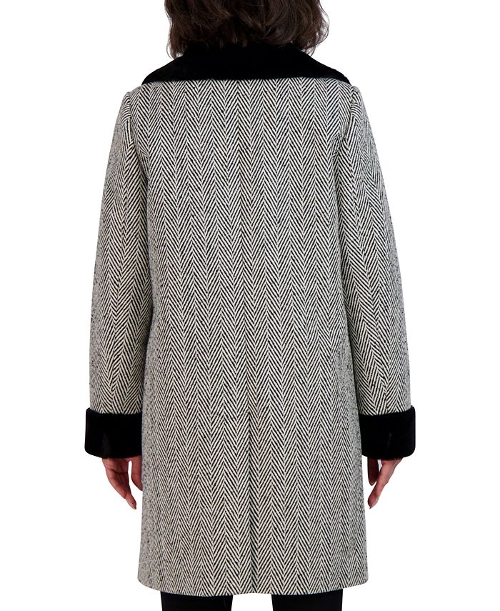 Tahari Women's DoubleBreasted FauxFurTrim Coat Macy's