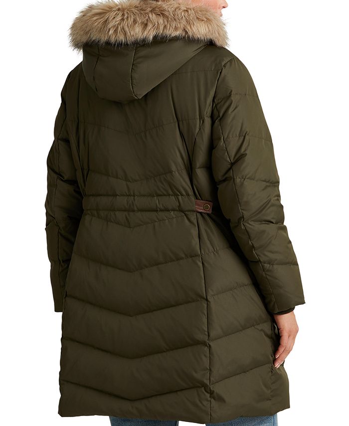 Lauren Ralph Lauren Women's Plus Size FauxFurTrim Hooded Down Puffer