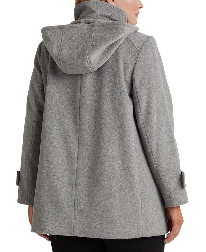 Lauren Ralph Lauren Women's Plus Size Hooded Button-Front Coat, Created ...