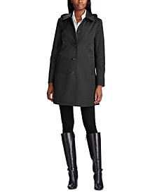 Women's Hooded Single-Breasted A-Line Raincoat, Created for Macy's