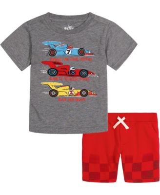 Photo 1 of SIZE 7 Kids Headquarters Little Boys Short Sleeve Racecar T-shirt and Printed French Terry Shorts, 2 Piece Set