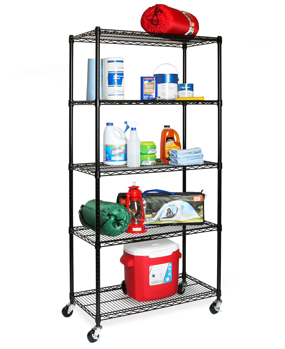 Seville Classics Ultradurable Commercial-grade 5-tier Nsf Wire Shelving With Wheels In Black