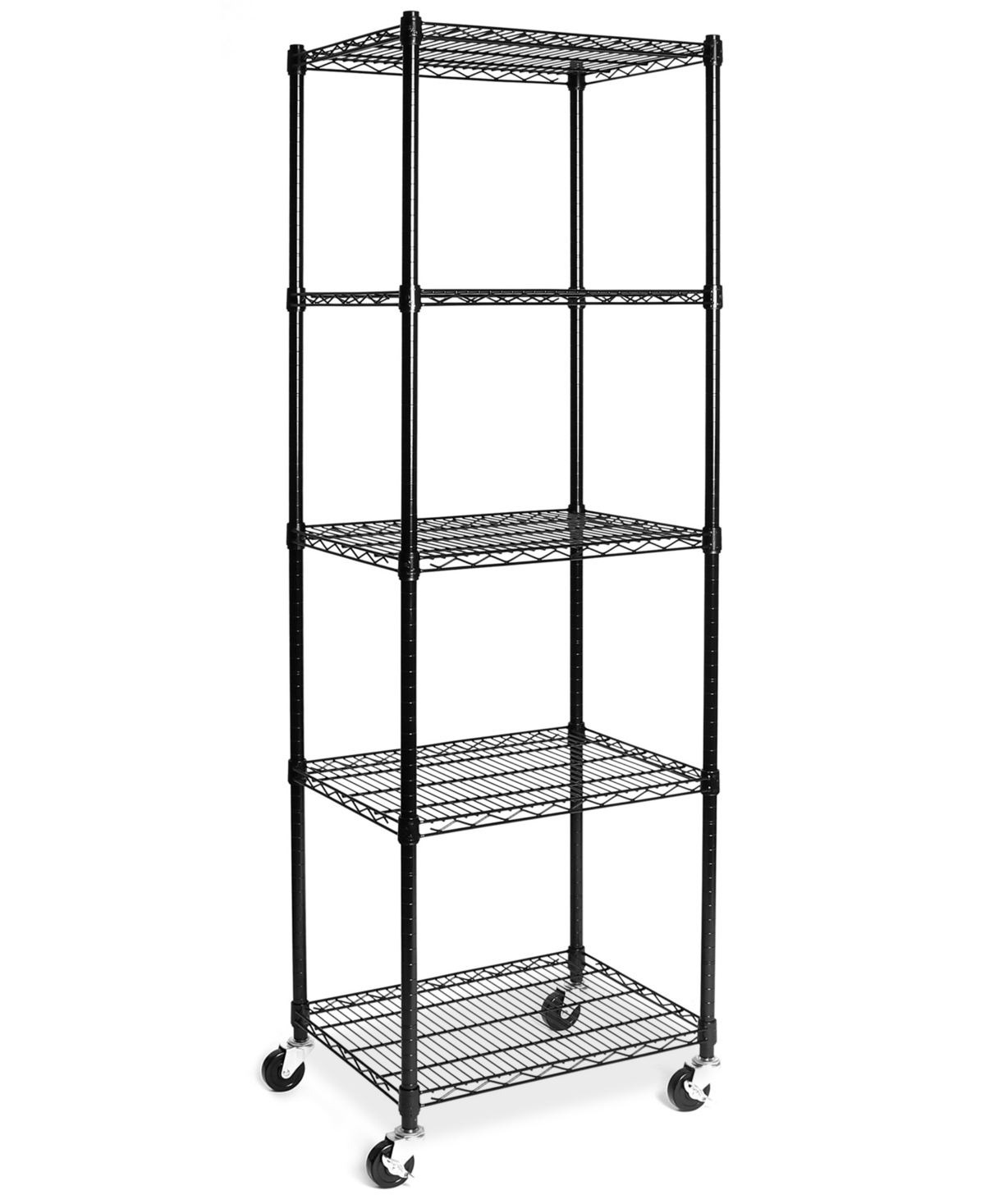 Seville Classics Ultradurable Commercial-grade 5-tier Nsf-certified Steel Wire Wheeled Shelving In Black