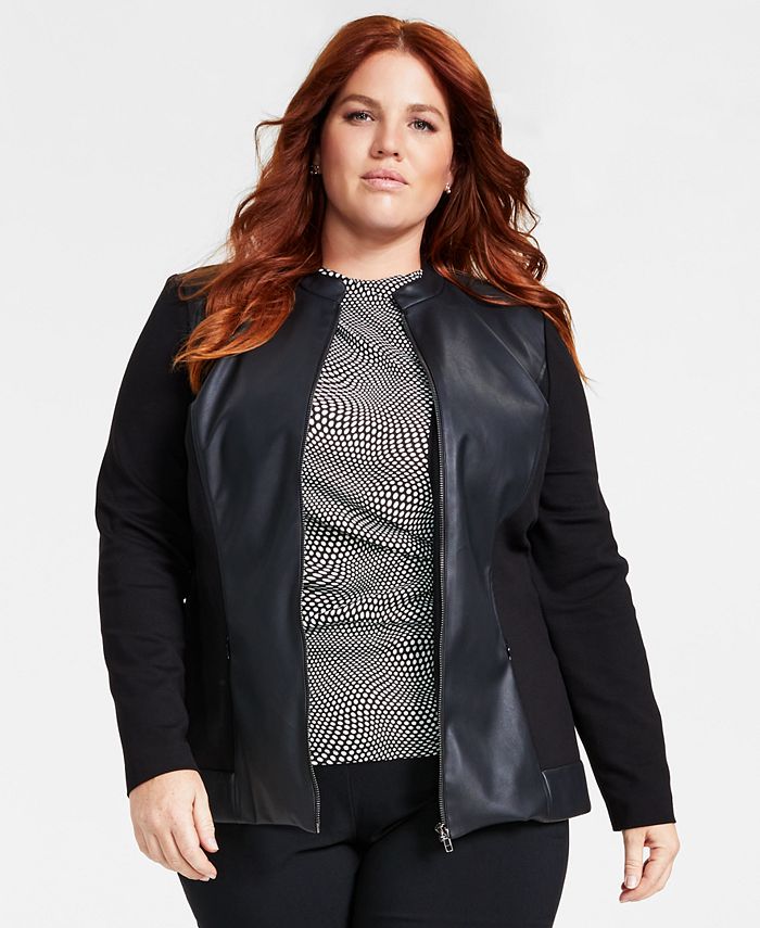 Mixed Material Boxy Jacket - Women - Ready-to-Wear
