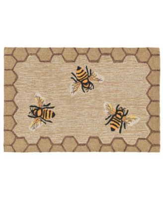 Liora Manne Frontporch Honeycomb Bee Area Rug In Sand