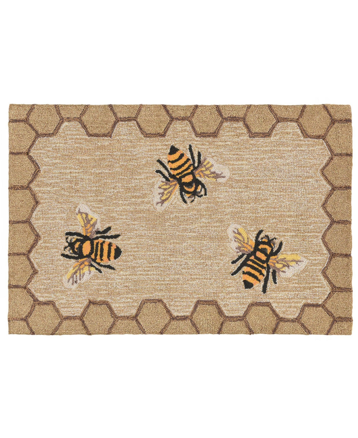 Liora Manne Frontporch Honeycomb Bee 1'8" X 2'6" Outdoor Area Rug In Tan/beige