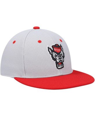Men's Gray and Red NC State Wolfpack On-Field Baseball Fitted Hat