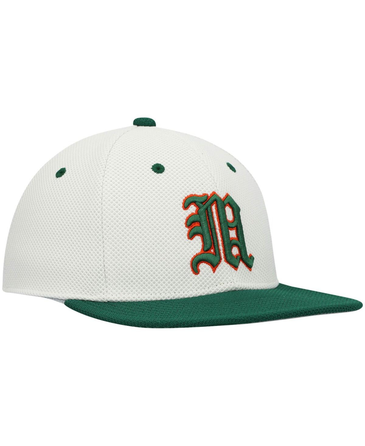 Shop Adidas Originals Men's Adidas Cream, Green Miami Hurricanes On-field Baseball Fitted Hat In Cream,green