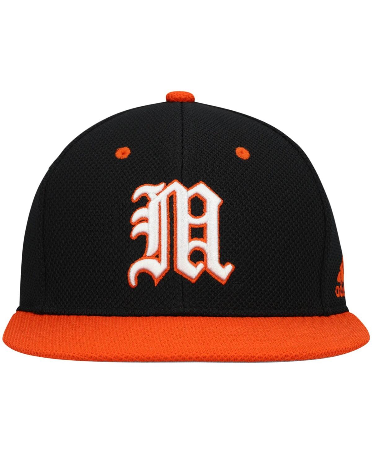 Shop Adidas Originals Men's Adidas Black And Orange Miami Hurricanes On-field Baseball Fitted Hat In Black,orange