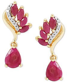 Ruby (2-1/2 ct. tw.) & Diamond (1/20 ct. t.w.) Drop Earrings in 14k Gold