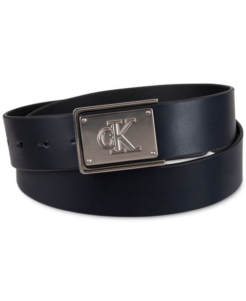 Мужской ремень Calvin Klein CK Plate Plaque Belt, цвет: Чёрный