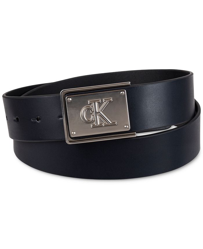 Calvin Klein Men's CK Plate Plaque Belt & Reviews - All Accessories ...