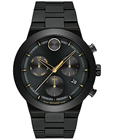 Men's Swiss Chronograph Bold Fusion Black Ion-Plated Stainless Steel Bracelet Watch 44mm