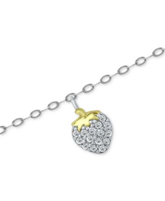 Cubic Zirconia Strawberry Charm Ankle Bracelet, Created for Macy's 
