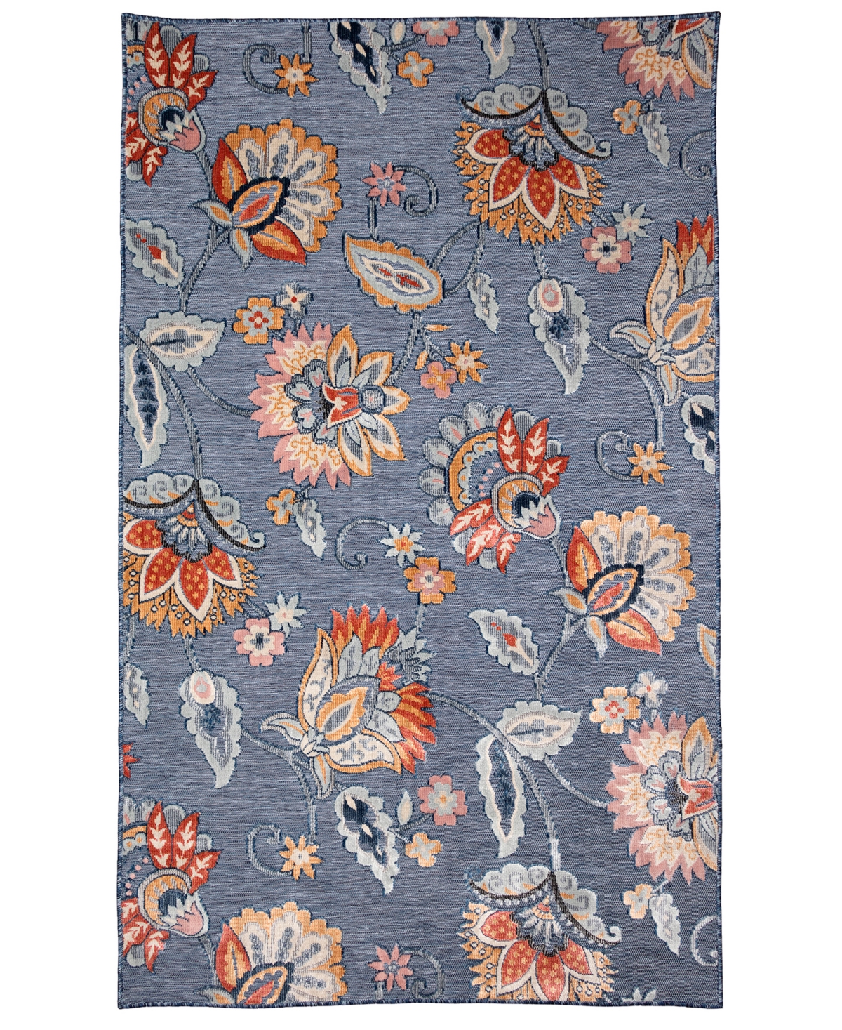 Liora Manne' Canyon Ornamental Flower 7'8in x 9'10in Outdoor Area Rug - Blue