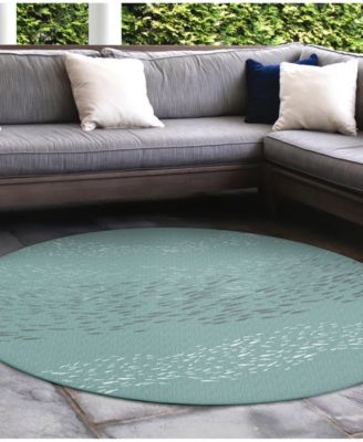 Carmel School Of Fish 7'10" x 7'10" Round Outdoor Area Rug