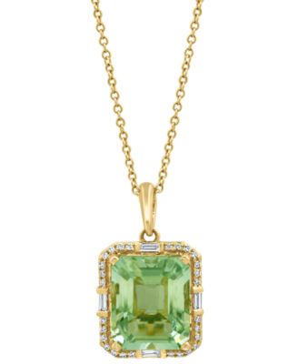 EFFY Collection - Green Quartz (5-1/3 ct. t.w.) & Diamond (1/5 ct. t.w.) 18" Pendant Necklace in 14k Gold