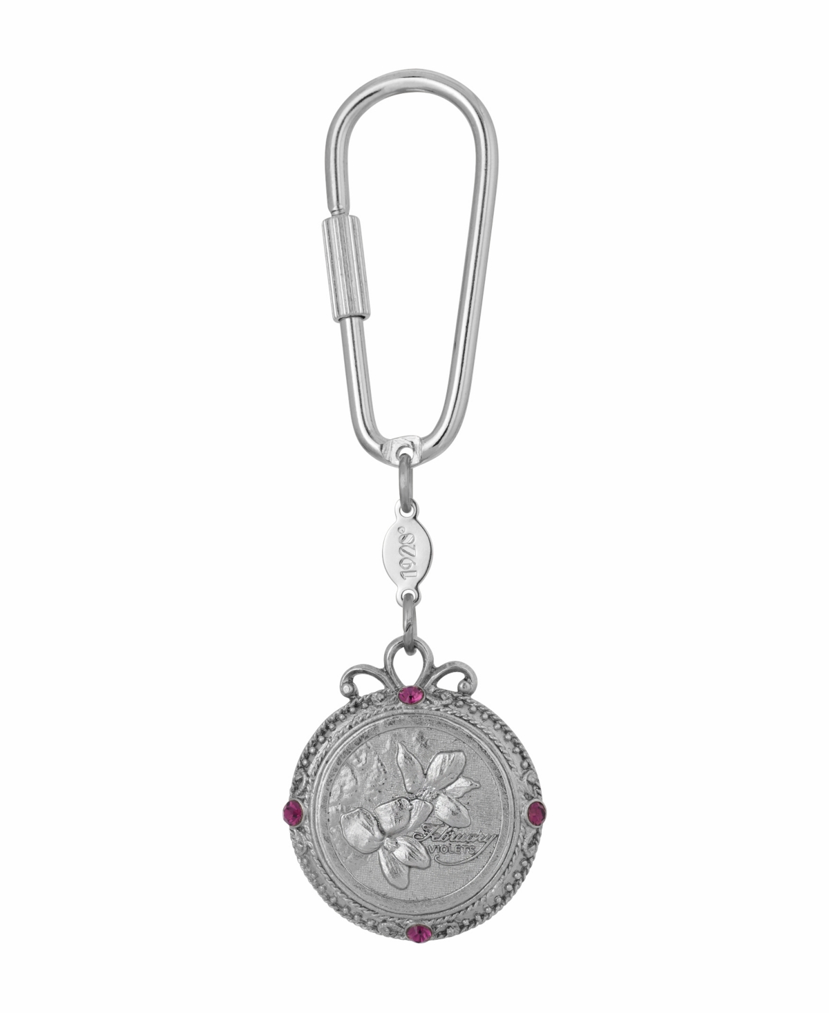 2028 Women's February Flower Of The Month Violets Key Fob In Purple