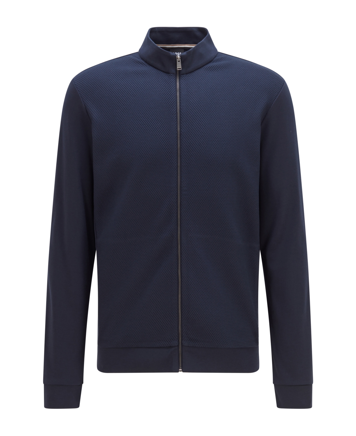 Shop Hugo Boss Boss Men's Cotton Zip-up Sweatshirt In Dark Blue