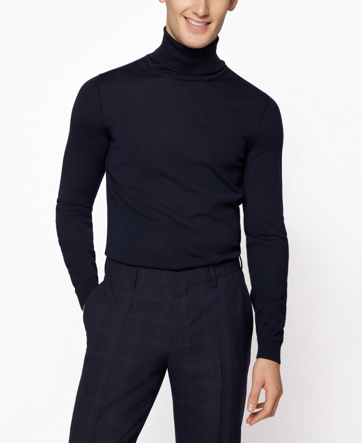 Hugo Boss Boss Men's Slim-fit Rollneck Sweater In Dark Blue
