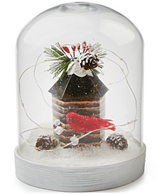 Martha Stewart Collection Birds and Berries 8" Glass Dome with Bird House LED Scenery, Created for Macy's