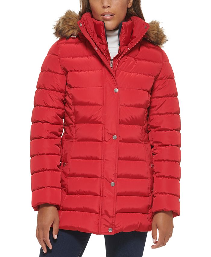 Tommy Hilfiger Women's Faux-Fur-Trim Hooded Puffer Coat, Created