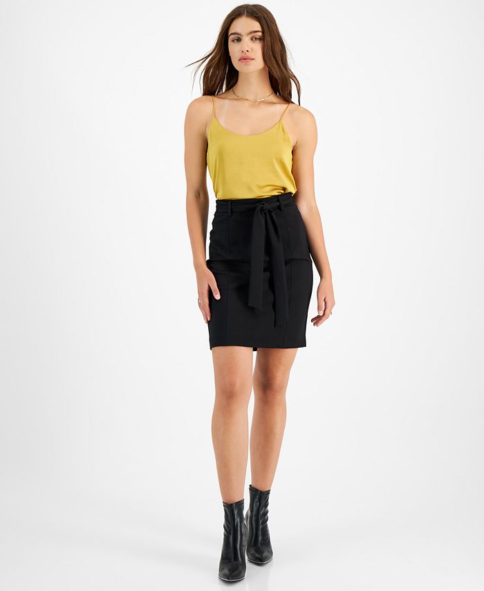 Bar III Women s Belted Pull On Pencil Skirt Created for Macy s