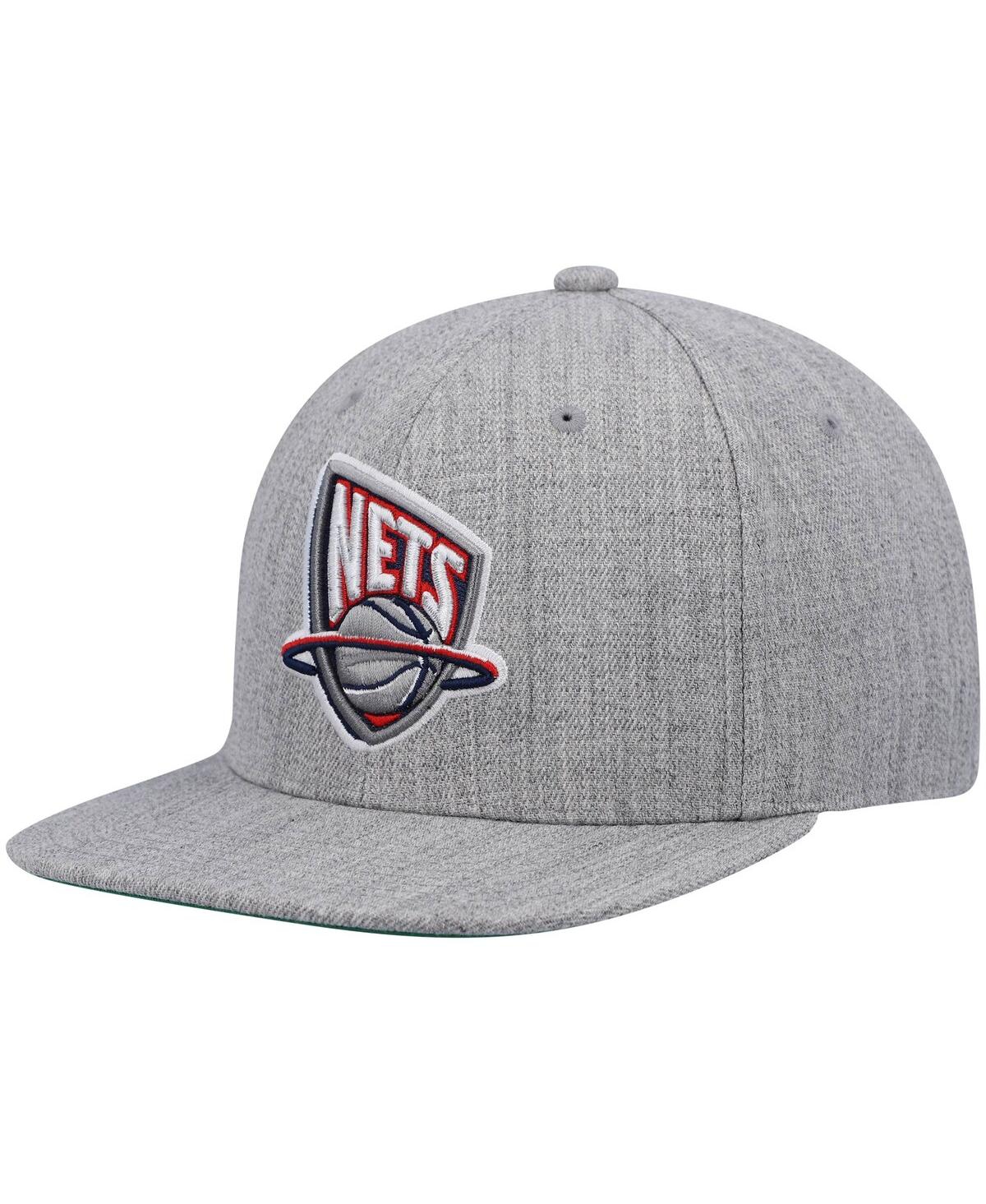 Shop Mitchell & Ness Men's  Heathered Gray New Jersey Nets Hardwood Classics Team 2.0 Snapback Hat