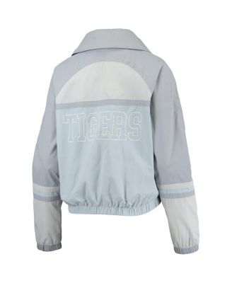Women's Navy Detroit Tigers Colorblock Track Raglan Full-Zip Jacket