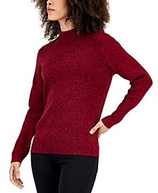 Petite Cotton Ribbed Mock-Neck Sweater, Created for Macy's