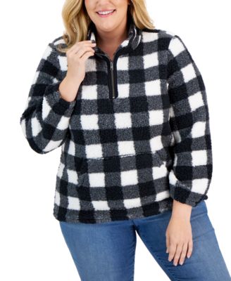 Style & Co - Women's Animal-Print Sherpa Pullover, Created for Macy's