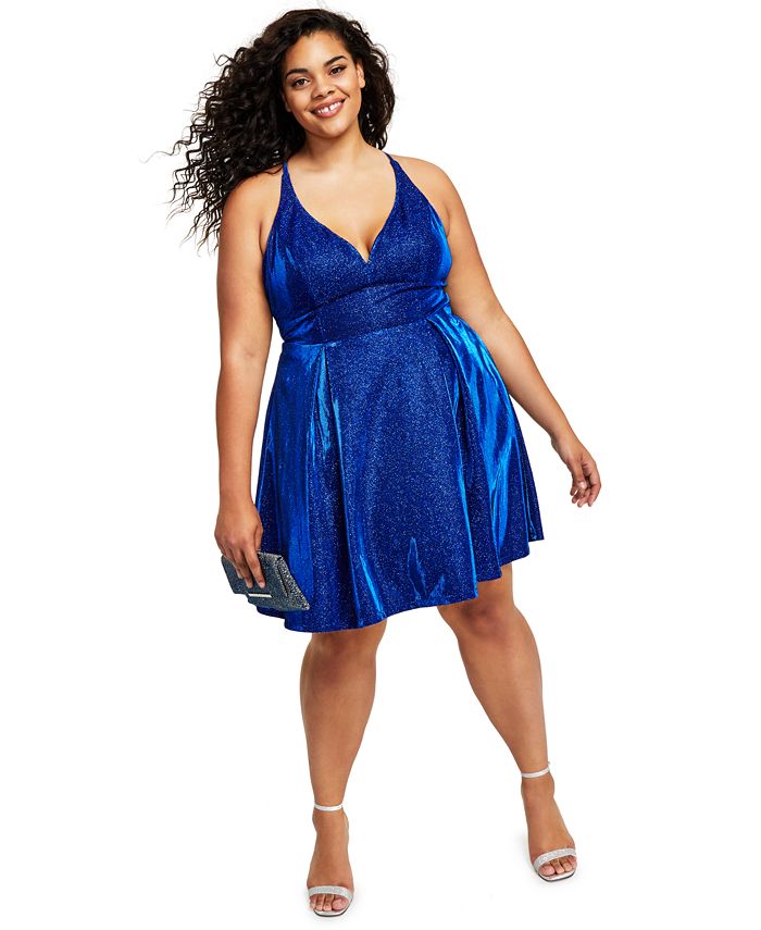 Macy's royal blue deals dress plus size