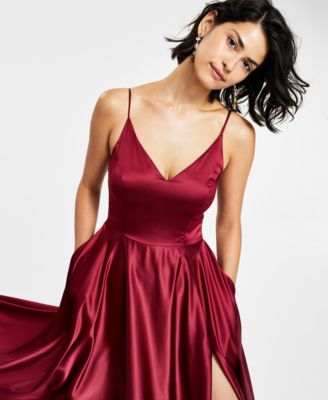 B Darlin Juniors' V-Neck Satin Gown, Created For Macy's - Macy's