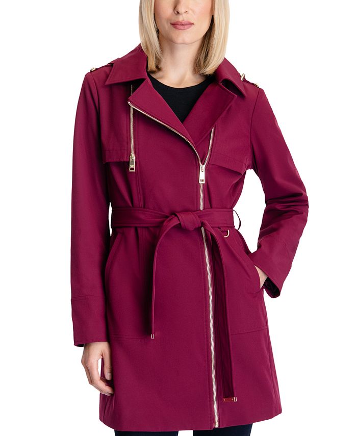 Michael Kors Women's Asymmetric Hooded Raincoat, Created for Macy's ...