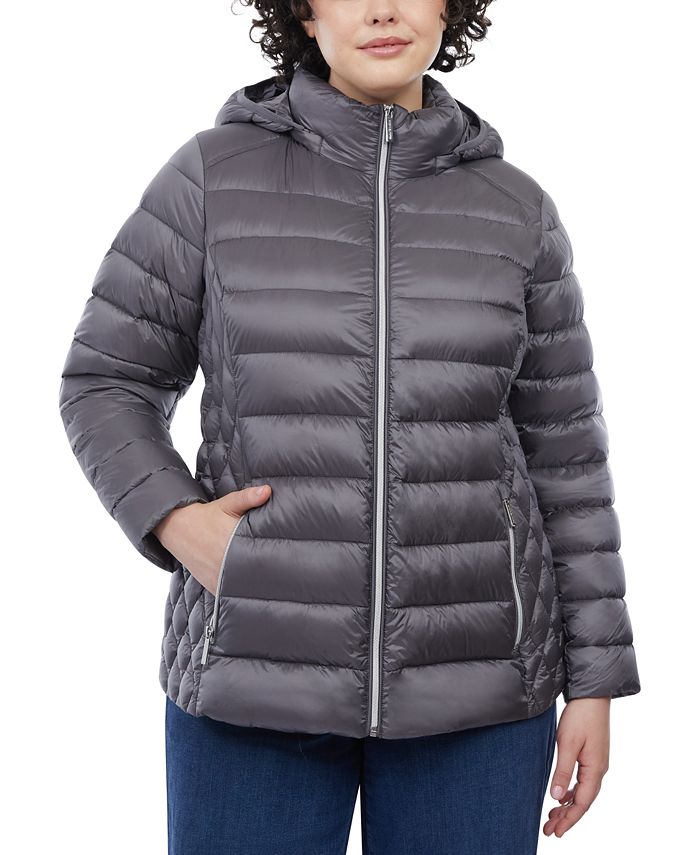 Michael Kors Plus Size Hooded Stretch Packable Down Puffer Coat, Created  for Macy's & Reviews - Coats & Jackets - Plus Sizes - Macy's